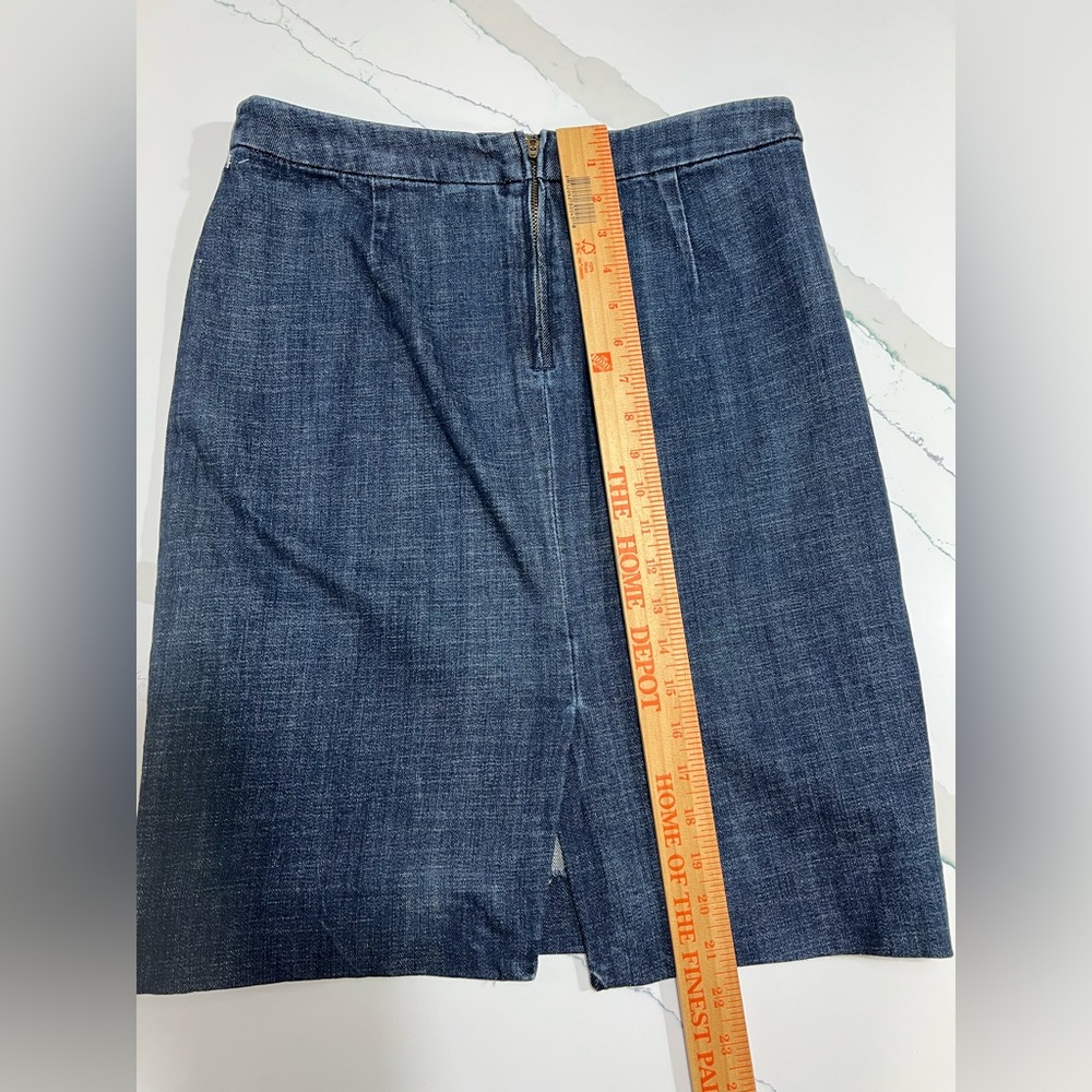 J. Crew Dark Blue Jean Denim Knee-Length Pencil Skirt w/split in back
